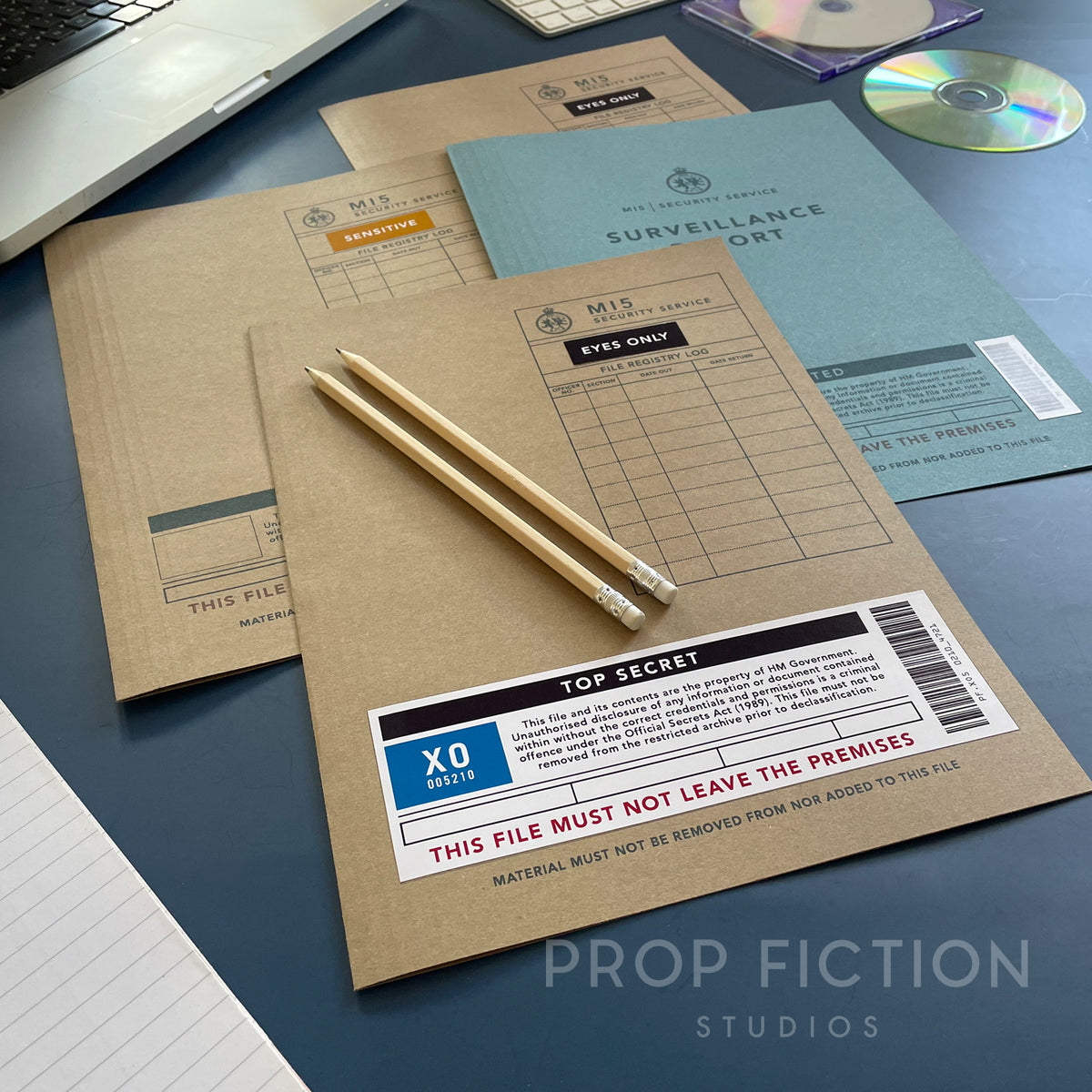 Movie Prop MI5 Security Service Case Files / 4 x Cosplay Intelligence Folder Set