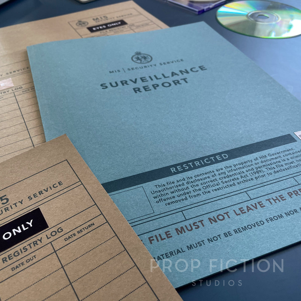 Movie Prop MI5 Security Service Case Files / 4 x Cosplay Intelligence Folder Set