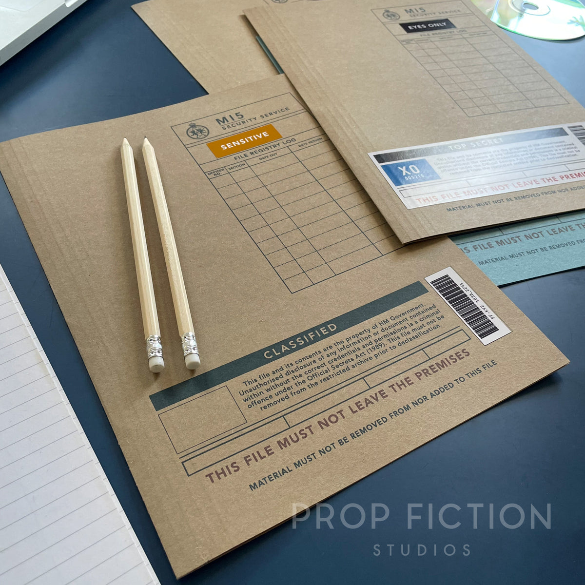 Movie Prop MI5 Security Service Case Files / 4 x Cosplay Intelligence Folder Set