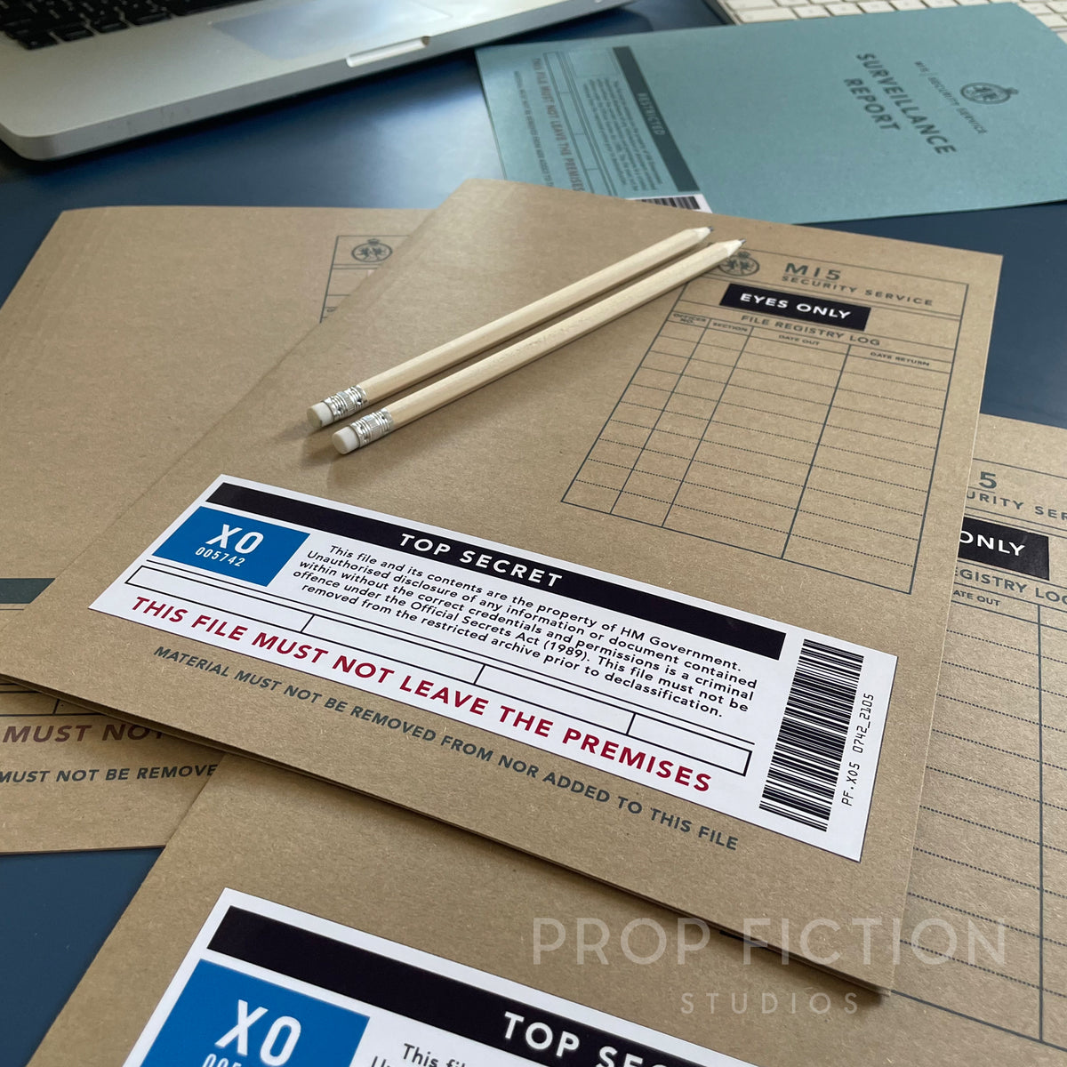 Movie Prop MI5 Security Service Case Files / 4 x Cosplay Intelligence Folder Set