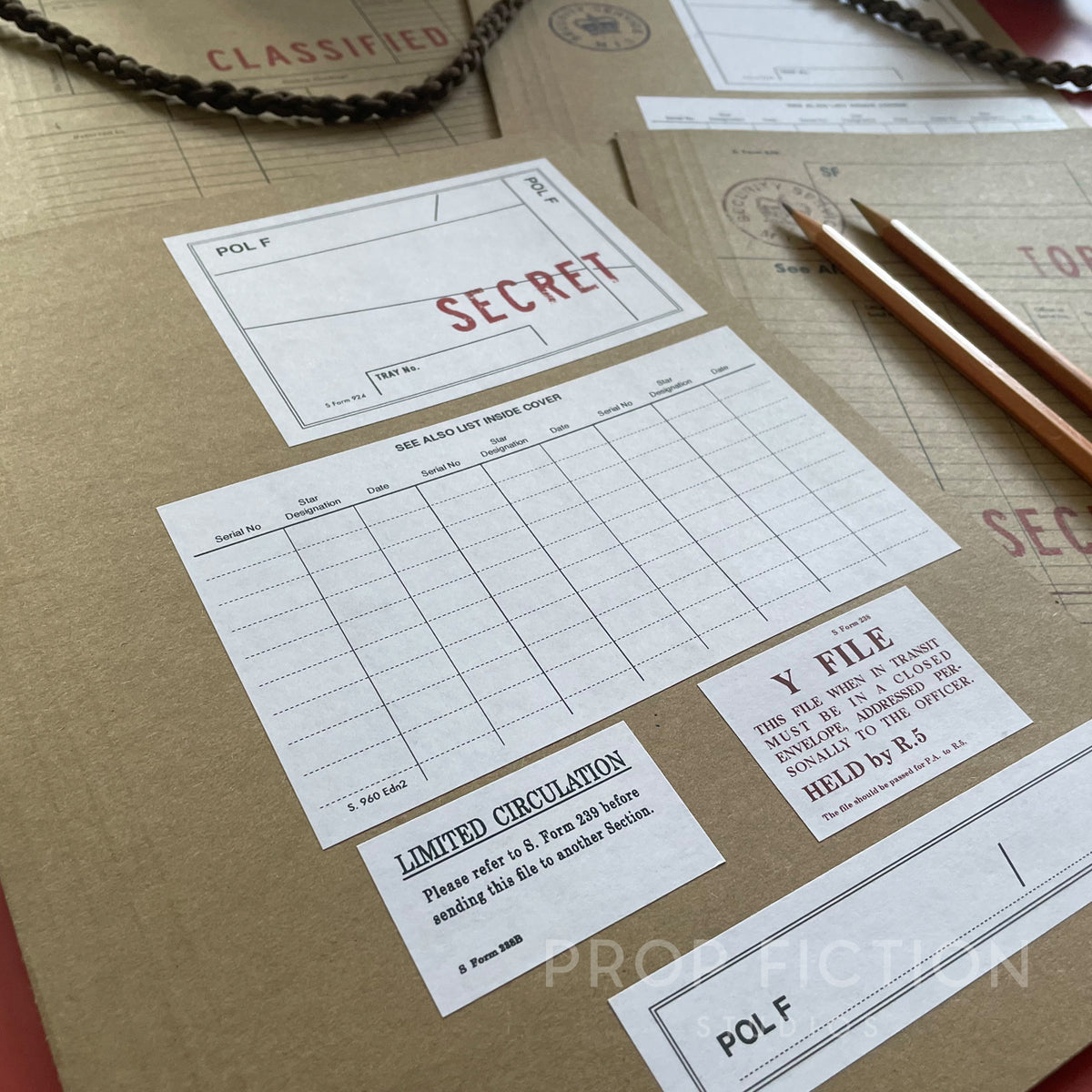 Movie Prop MI5 Security Service Files / 4 x Vintage Cosplay Intelligence Folder Set