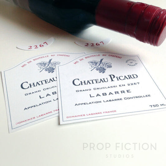 Cosplay Display Props: Nemesis - Pair of Chateau Picard Wine Bottle Paper Labels