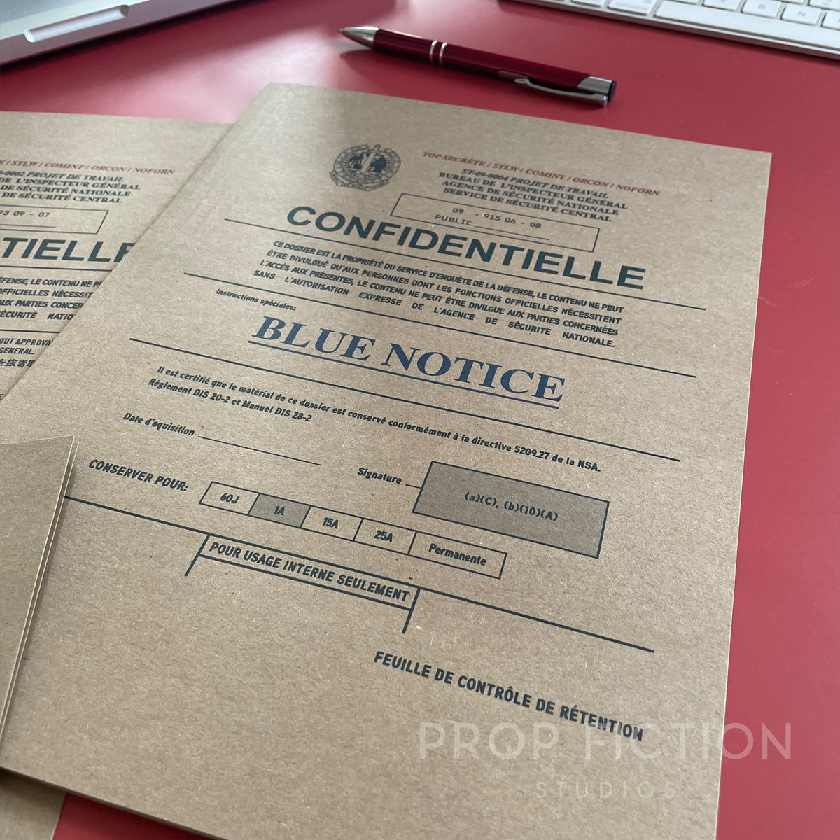 Movie Prop Classified Intelligence Files / 3 x Cosplay Red Notice Folder Set