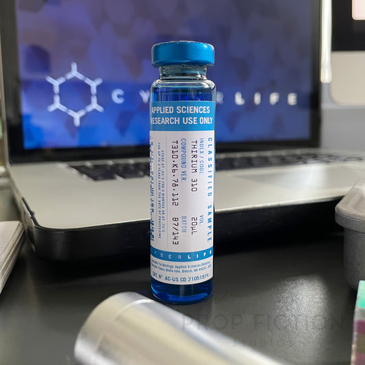 Cosplay Prop: Thirium 310 Laboratory Sample / Sealed 20ml 'Blue Blood' Research Display Vial